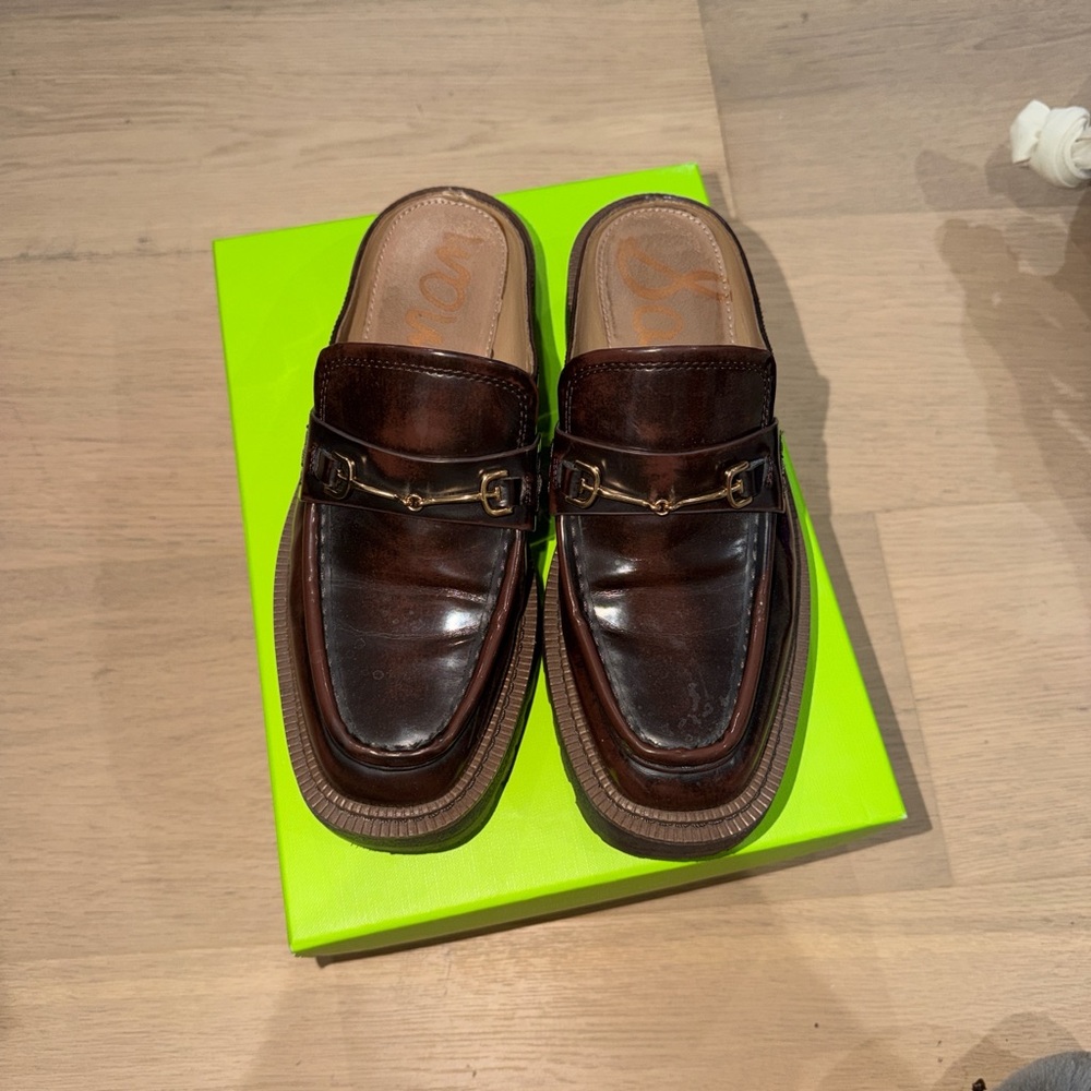 Sam Edelman Brown Leather Horsebit Mule